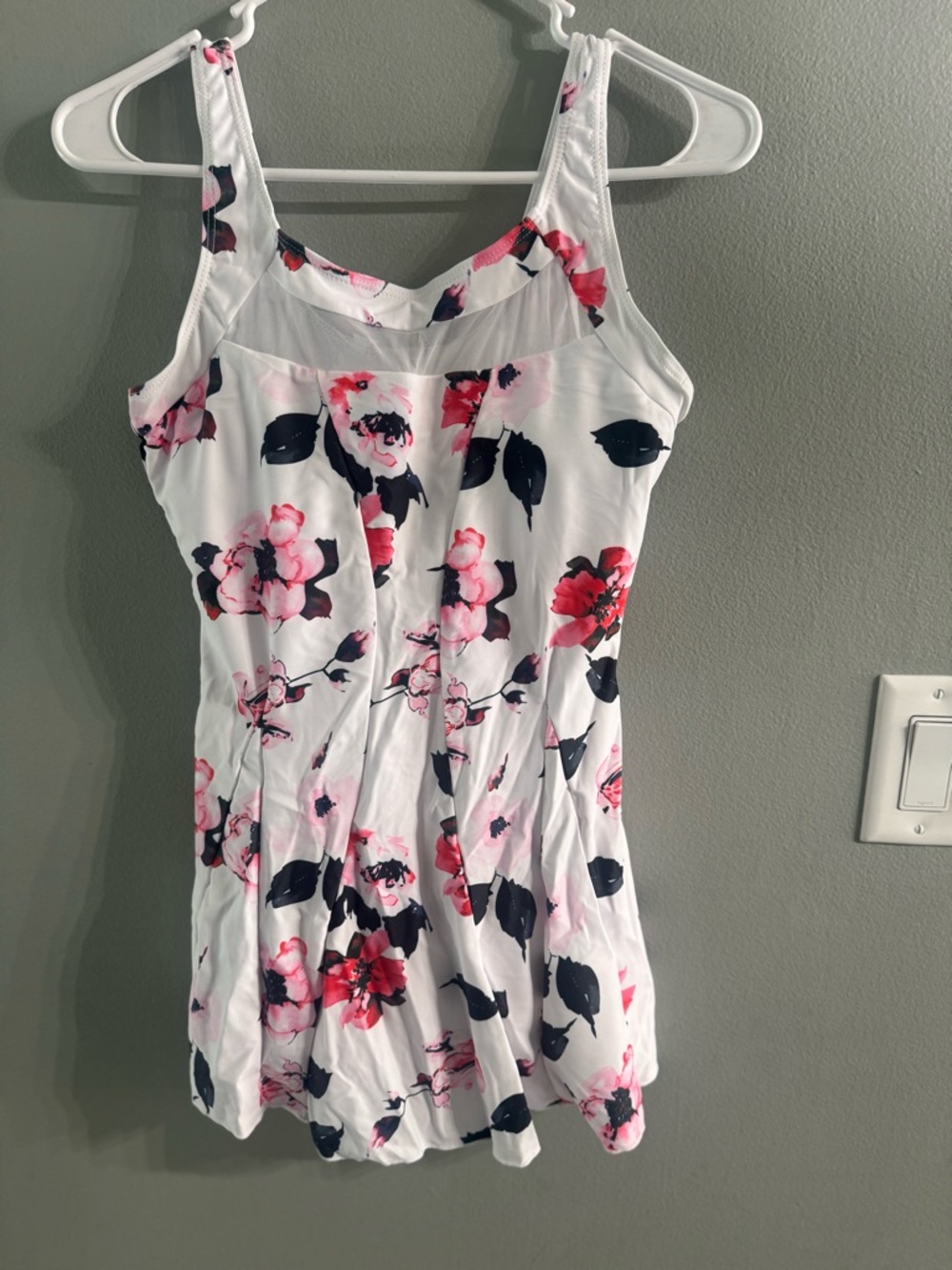 White Floral Swim Mini with Pink & Navy Blooms